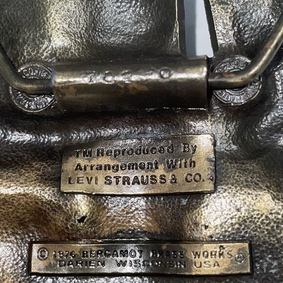 Vintage Levi Strauss Jeans Company SF Cal Belt Buckle 1976 Bergamot Brass Works - Picture 9 of 14